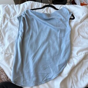 Women's Light Blue Asymmetric Sleeveless Top